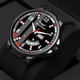 analogue Gun Metal Series | Smart Watch Strap | 3D Glass | Smart Clip | Day & Date Analog Watch - For Men ANLG-926-BLACK-BLACK-DD image 2