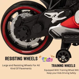 attire 12 V Rechargeable Battery Operated Ride On Bike Led Lights & Music Bike Battery Operated Ride On image 3