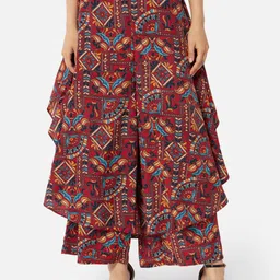 otira Women Flared Multicolor Crepe Trousers image 1