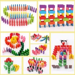 dwiti enterprise Dominos Blocks, 12 Color Bulk Wooden Dominos Blocks Set image 4