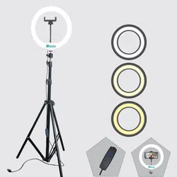 JAMMY ZONES Fine quality Metal tripod stand with dimable ring light 10 drightness level Tripod, Tripod Kit-image-9
