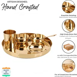 the healing store Pack of 6 Bronze PACK OF 6 Bronze shine polish dinner set thali set 12 inch Dinner Set image 3