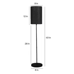 pristine interiors Matteo Black Cotton Shade Club Floor Lamp With MDF Base image 5