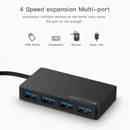 TERABYTE 4-Port USB3.0 HUB 4-Port USB 3.0 Hub with Power Supply Super Speed Portable USB Hub image 3