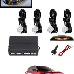 maties 4Pcs White Reverse Parking Sound Warning sensor for car Protection-246 Car Reverse Parking White 4 Sensor With LED Display/Buzzer -246 Parking Sensor-picture-32