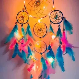 nahida Dreamcatcher with Colorful Feathers and Warm Fairy Lights Feather Dream Catcher-picture-27