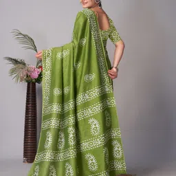 rj creation Printed, Color Block, Blocked Printed, Floral Print, Dyed Daily Wear Pure Cotton Saree image 2