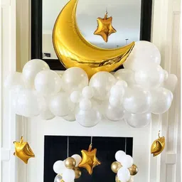 soi Solid Moon Star Foil with Chrome and Confetti Latex Balloons Set For Birthday Balloon-picture-10