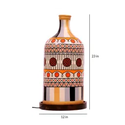 posh n plush Stripe-It-Out Hand Painted Glass Shade Table LED Lamp With Wooden Base image 5