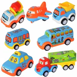 galactic New Unbreakable Pull Back VPlastic Power Friction Pull Back, Push and Go Car, Cute Crawling Miniature Vehicle Toy for Toddler Kids 3 Years & Above (Pack of 7, Multicolor)-picture-26