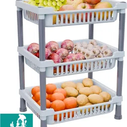 qtrix 3-Layer Kitchen Trolley Multipurpose Rack for Storage/Vegetable Trolley Plastic Kitchen Trolley image 1