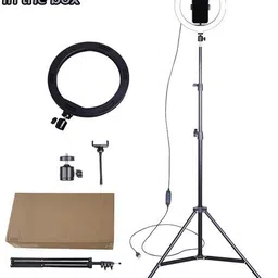 Treadmill Adjustable 10" inch LED Ring Light with 7 Ft Tripod Stand Combo and Phone Holder for Tiktok YouTube Reels Photo-shoot Video Live Stream Makeup Videos vlogging Vigo Video Shooting | 3 color modes Dimmable Lighting | Recording with Mobile Phone and Camera Clip Setup Ring Flash Ring Flash image 4