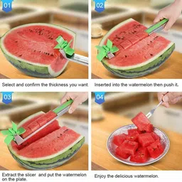 lukzer 1PC Stainless Steel Watermelon Windmill Cutter Slicer Peeler for Fun Fruits Vegetable Salad Quickly Cut Kitchen Tool Set image 4
