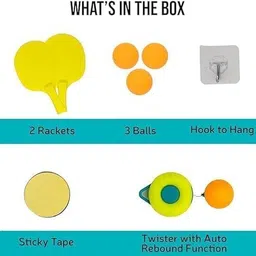 countrylink Hook Hanging Table Tennis Trainer Set – 2 Rackets, 3 Balls & Adjustable Height image 4