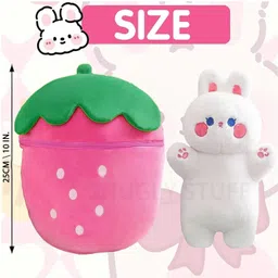 snuglystuff Latest Hidden Fruit Bunny Plush Soft Toy, Zipper Stuffed Animal for - 28 cm image 3