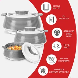 milton Venice Jr. Insulated Inner Stainless Steel Pack of 3 Thermoware Casserole Set-picture-14