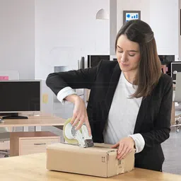 novelty store All Type of Tape White / Orange / Yellow / Roller And Cutter Multicolour Tape Dispenser Cutter (Manual) image 4