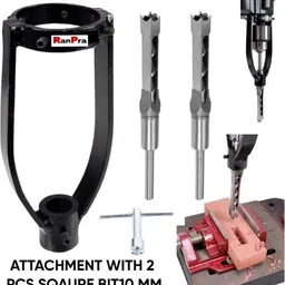 nph deal Square Hole Drill Bit Attachment Bench drill to DIY Tenoning With 2 pc 10 mm image 3