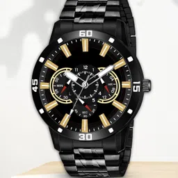 stainless steel chain shiny attractive Black Chrono stylish dial watch for men Analog Watch - For Boys ST0601 stainless steel chain shiny attractive Black Chronograph stylish dial-image-13