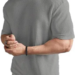 makemode Men Self Design Round Neck Polyester Grey T-Shirt-picture-40