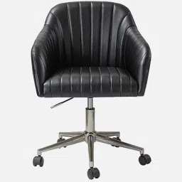 casacraft from pepperfry Colm Leatherette Guest Chair In Black Colour image 3