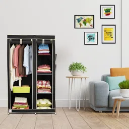 flipkart perfect homes studio 2 Flaps With Hanger & 6 Shelf PP Collapsible Wardrobe image 1