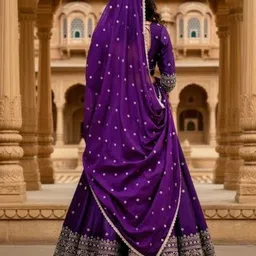 pmd fashion Embroidered Semi Stitched Lehenga Choli image 3