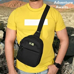 Black Men Shoulder Bag Tourister chest shoulder bag for men women Travel side crossbody Sports sling-image-4