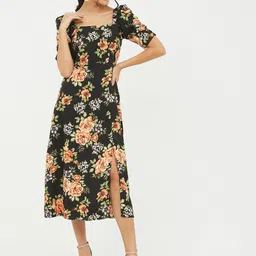 harpa Women A-line Black Midi/Calf Length Dress image 1