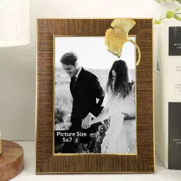 art street Copper Table Photo Frame With Golden Ginkgo Metalic Leaf Decor-picture-24