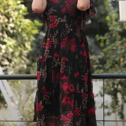 parth creation Women Floral Print Georgette Flared Kurta-picture-21