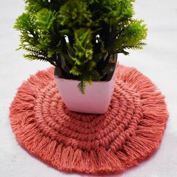 kaahira Premium Handmade Peach Macrame (Set of 2) Table Coaster image 4