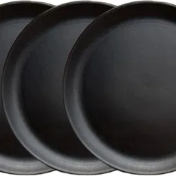 wavecraft designs Round Glossy Plain thali Black Designed (27'cm) Lunch Dinner Plates (Pack of 3) Dinner Plate-picture-30