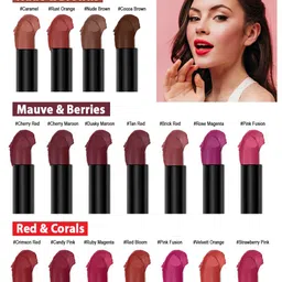 PERPAA Set of 2 Creamy Matte Bullet Lipstick 3.5g Each - Pink Berry 71 & Cherry Maroon 95 image 3