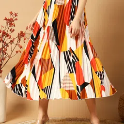 zwerlon Women Abstract A-line White Skirt-picture-38