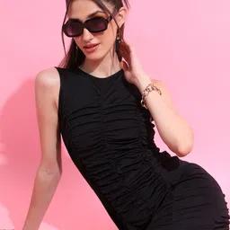 tokyo talkies Women Bodycon Black Above Knee/Mid Thigh Length Dress-picture-14