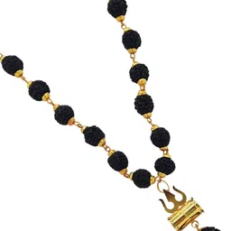 a1 yashvriddhi Panch mukhi original rudraksha mala, Rudraksha cap mala Beads Gold-plated Plated Brass, Wood Necklace-picture-23