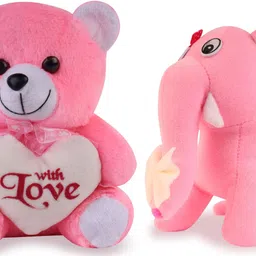 Pink Teddy And Pink Elephant Tennie Size Good Looking Stuffed Toys - 12 cm-image-17