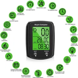 keycraze Wireles Bike Speedomter Avrage Speed, Max Speed, Calorie 19 Functions Wireless Cyclocomputer image 2
