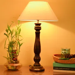 homesake Classic Victorian Black Wood Table Lamp With White Shade Table Lamp-picture-12