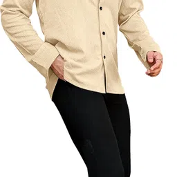 khushi creation Men Regular Fit Solid Curved Collar Casual Shirt image 4