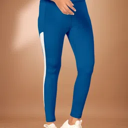 poojaran Color Block Women Blue Tights image 3