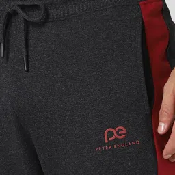 peter england Men Colorblock Black Track Pants image 4