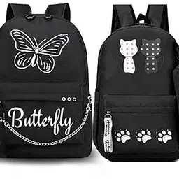 kausbabi Small 15 L Backpack Stylish Butterfly Print Women Backpack with Chain Design-picture-10