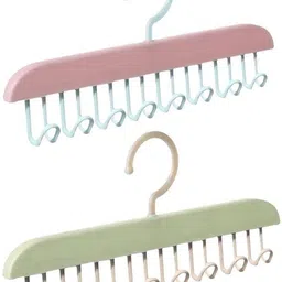 rishav handicraft Multi-Purpose 10-Hook Plastic Hanger for Closet Organization Plastic Dress Pack of 2 Hangers For Dress-picture-14