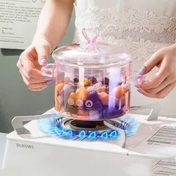 homoryx CASEROLLE DIRECT HEAT HEART PINK GLASS Cook and Serve Casserole image 2