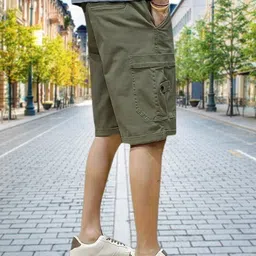 pitzz Solid Men Green Cargo Shorts image 3