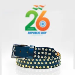 dazzle attire Men Party Black, Yellow Genuine Leather Belt-picture-13