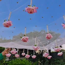 quvyarts Bridal Entry Chadar Soft Net Fabric Garland Phulkari ChadarPhoolon Wali Chaddar Net Garland image 2