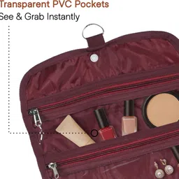 heart home Parachute Travel Organizer Pouch with Hanging Hook | Maroon Accessories Organizer image 4